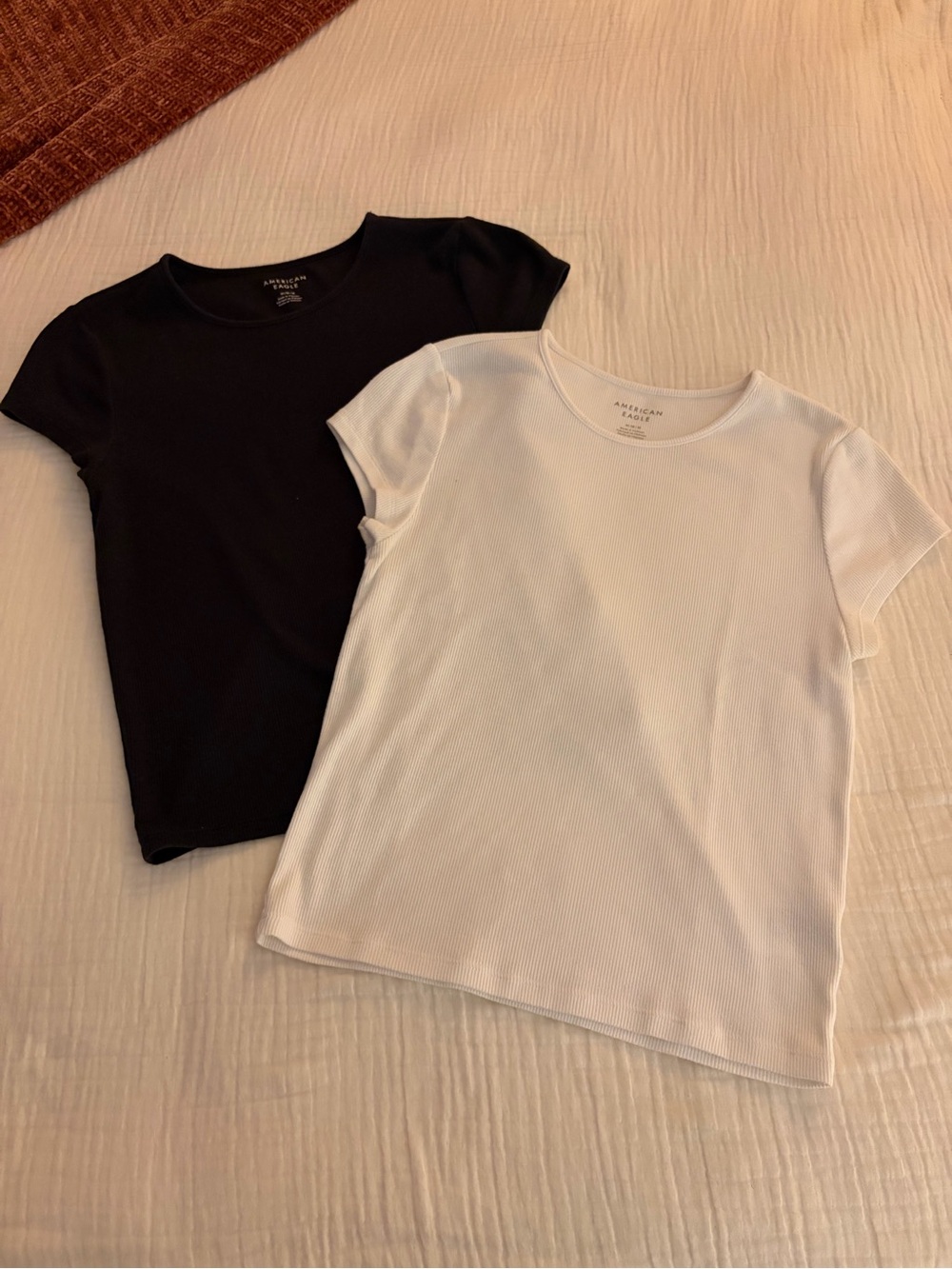 American Eagle Outfitters Ribbed Short Sleeve Tee Duo - Black & White